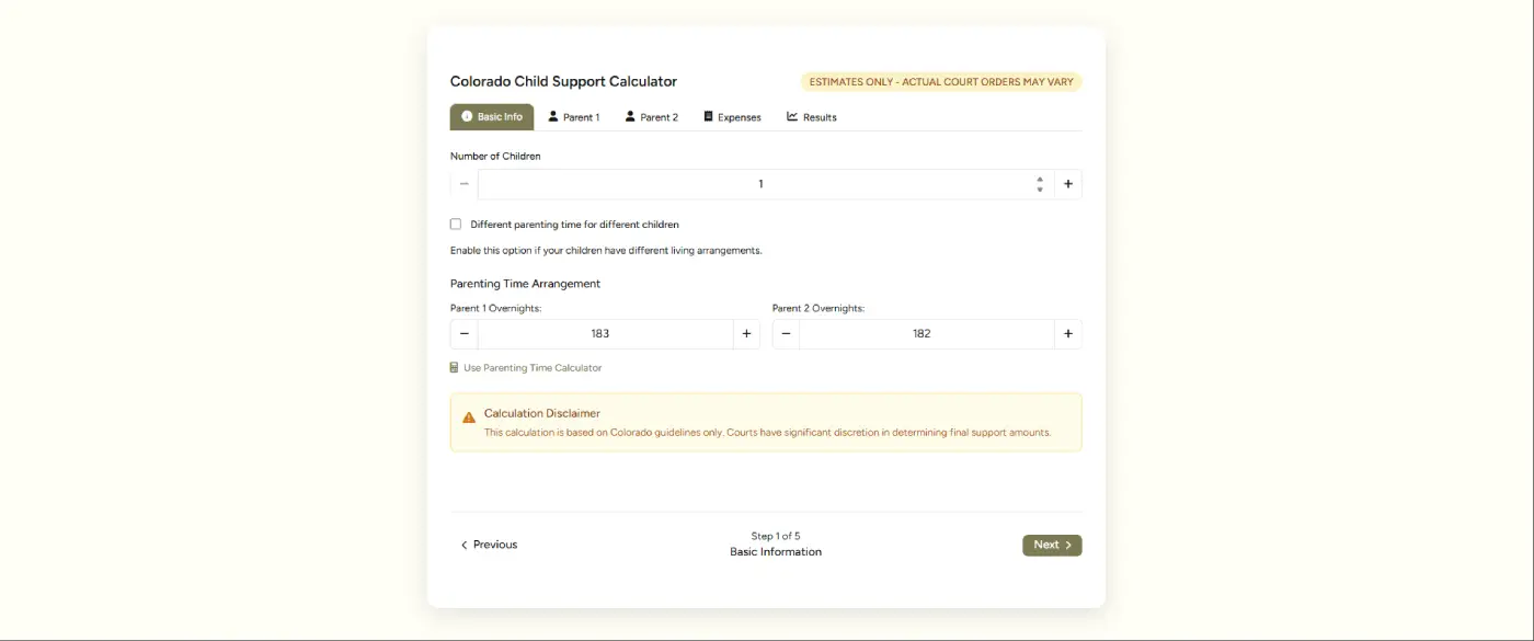 Colorado Spousal Support Calculator