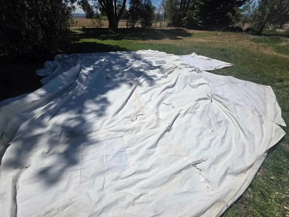 Outfitter-Size Canvas Wall Tent Repair — Four-Tear Restoration (18'x20') — canvas_tent
