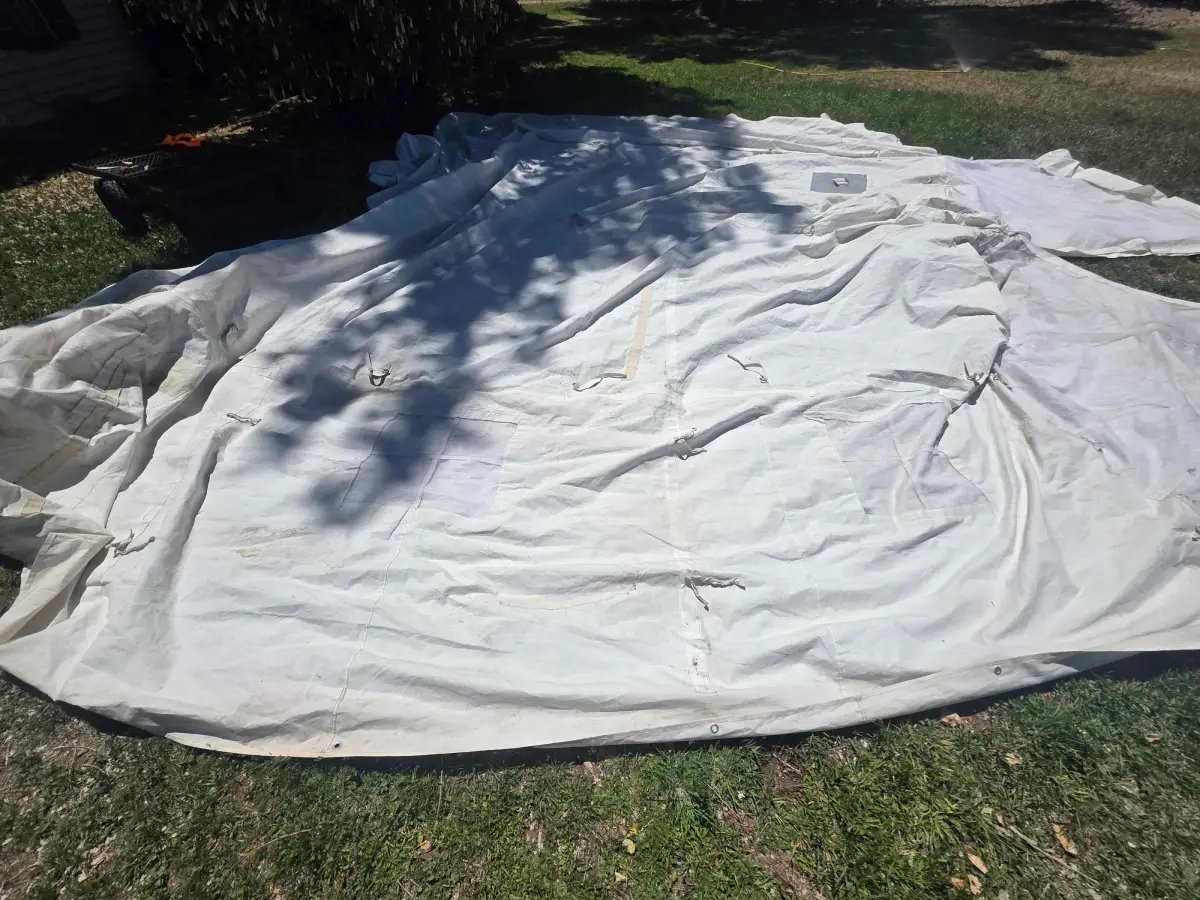 Outfitter-Size Canvas Wall Tent Repair — Four-Tear Restoration (18'x20')