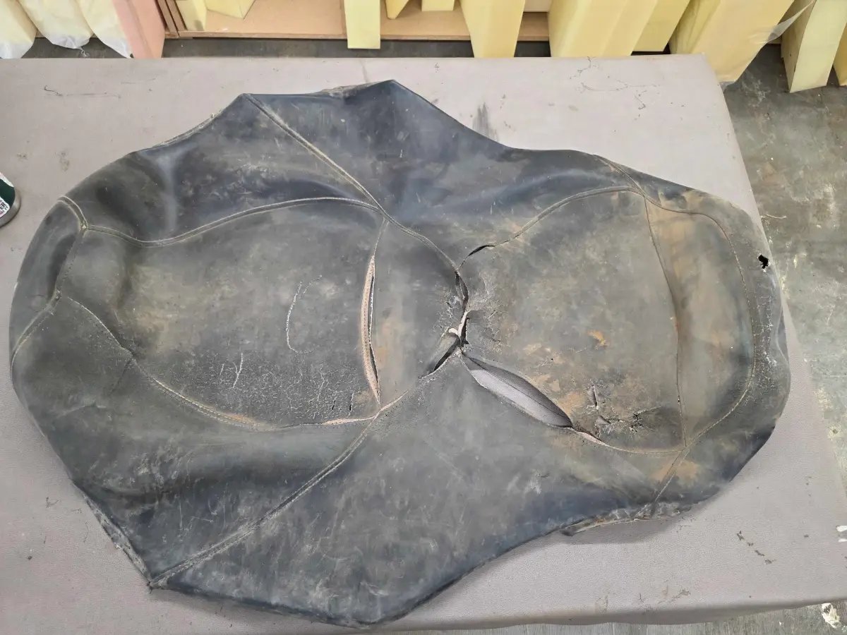 Snowmobile 2-Seater Seat — Full Rebuild with Multi-Panel Pattern Work